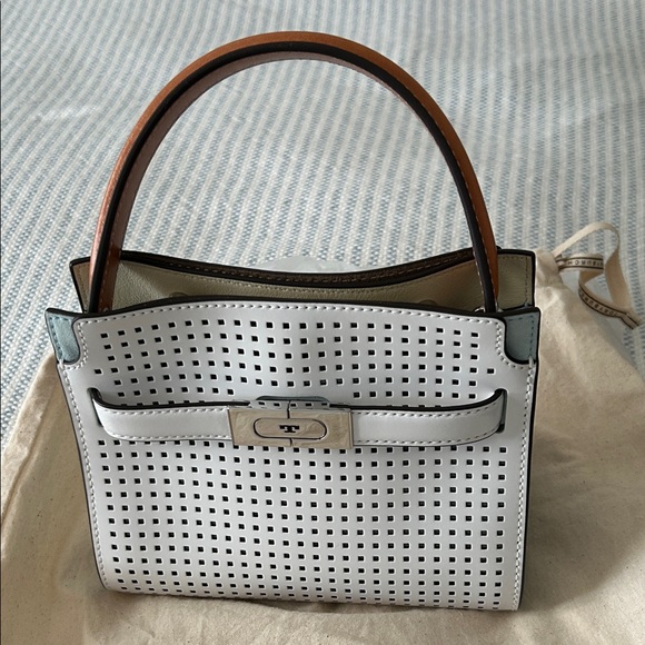 Tory Burch Handbags - Tory Burch Petite Lee Radziwill White Perforated Leather Satchel